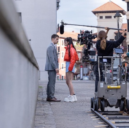 Cristina Kovani and Manuel Rios's behind the scene from the TV Series Muted. 